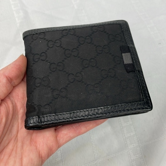 Gucci Bifold Compact Wallet GG Guccissima Monogram Canvas Black Web Tab - Picture 4 of 17